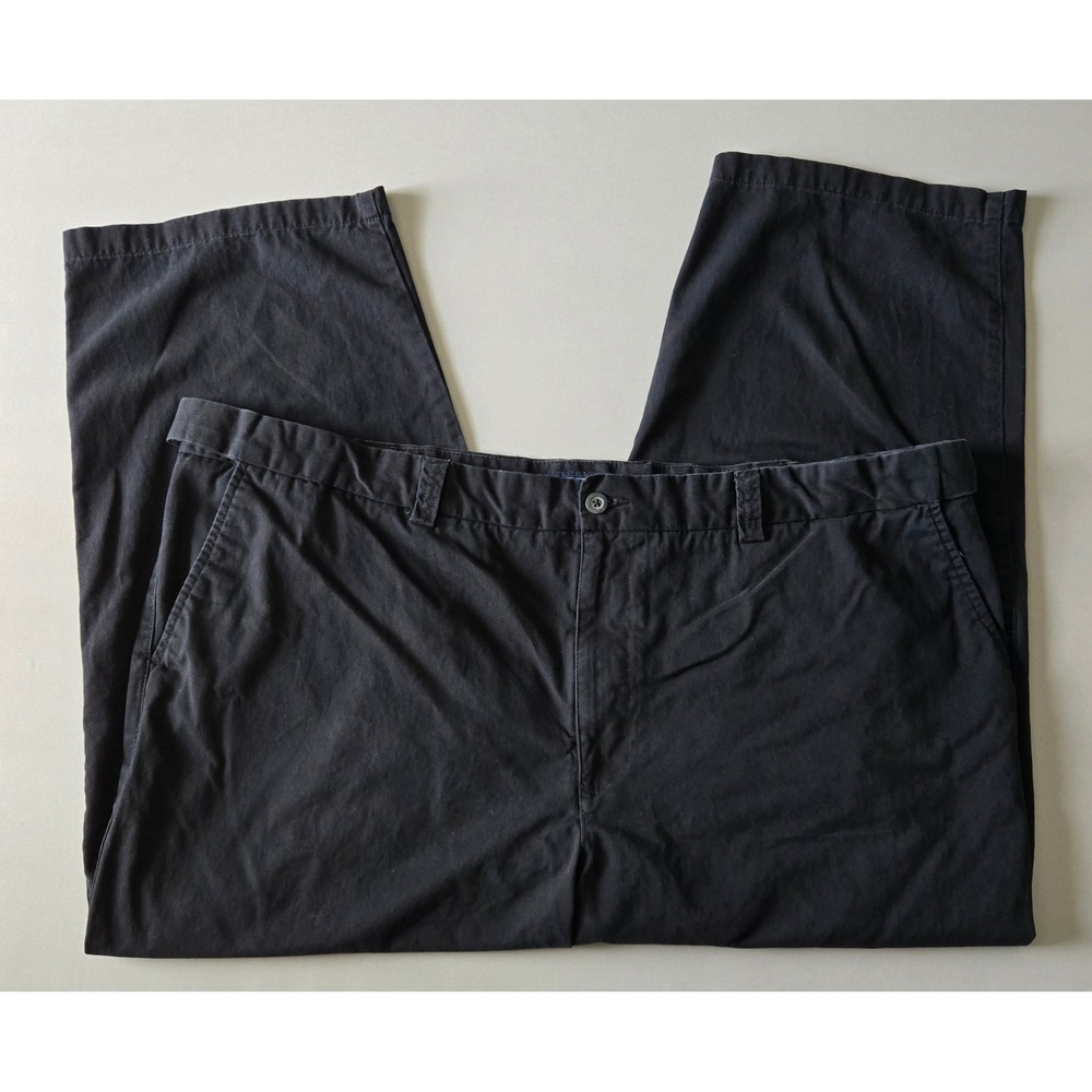 Harbor Bay Chino Pants Mens 50x28 Black Straight Leg 100% Cotton Casual Workwear - Picture 2 of 9